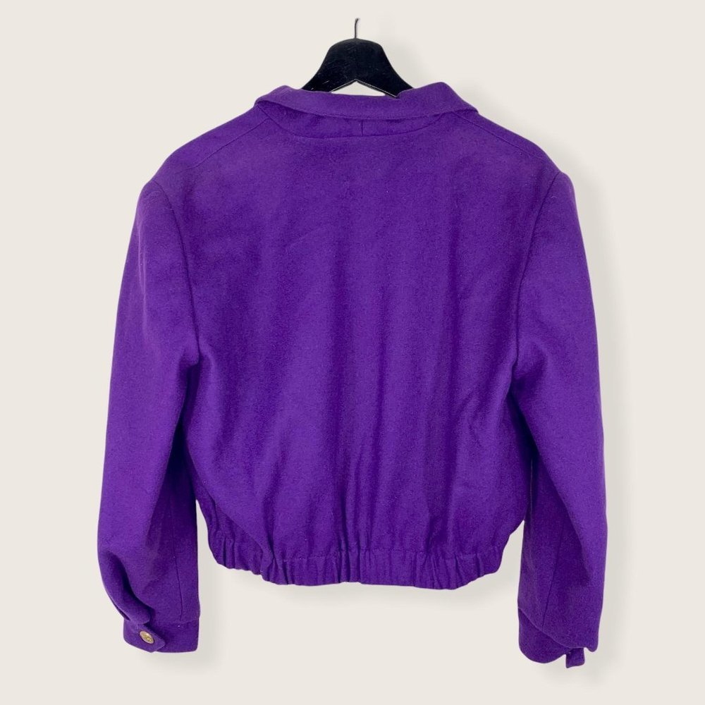 Vintage 80s Purple Bomber Jacket Size 8 - Picture 4 of 11